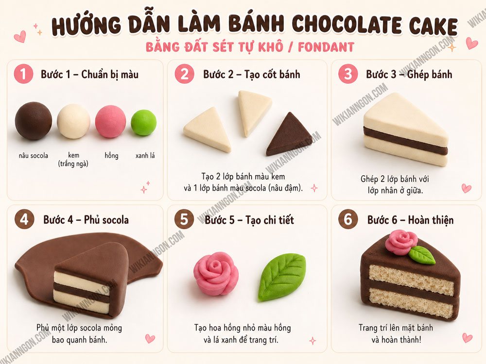 Cách Làm đồ ăn bằng đất sét tự khô: Chocolate cake