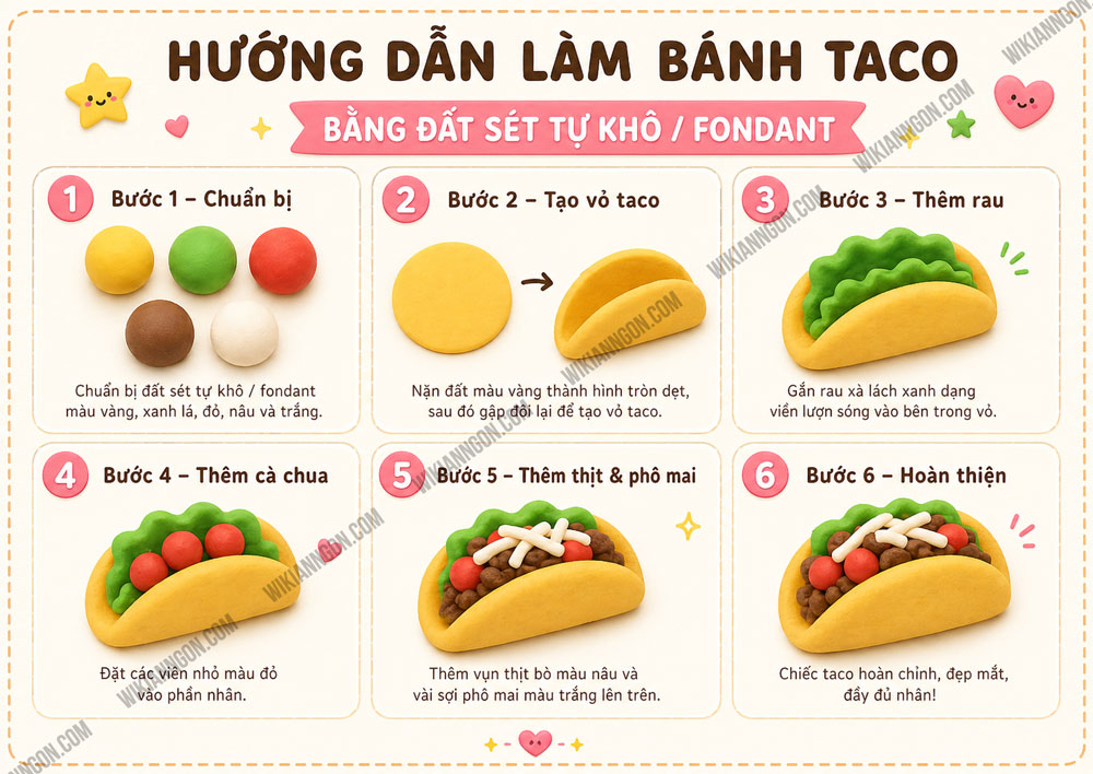 Cách Làm đồ ăn bằng đất sét tự khô: Bánh taco